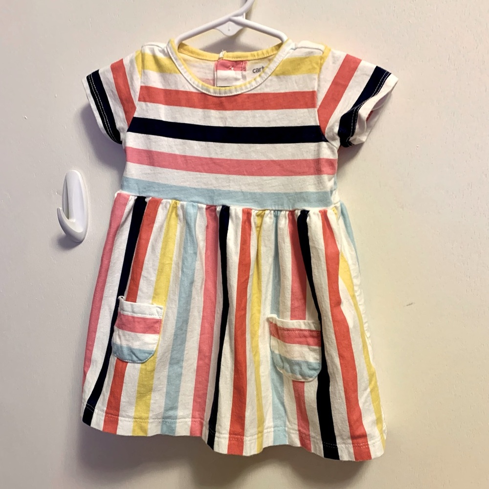 Carter’s Multi Colored Striped Toddler Dress Size 9 mos